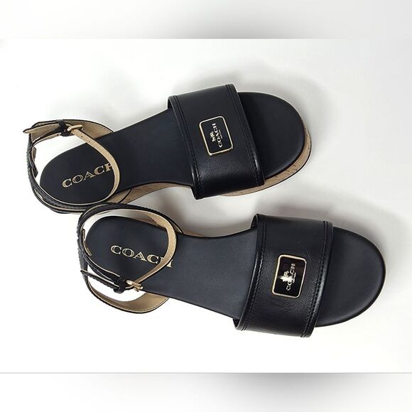 Coach Tullie Leather Platform Strap Sandal Black Women's Size 6.5 CR884 - Picture 5 of 16